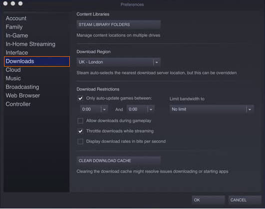 Disable Steam Auto Updates settings