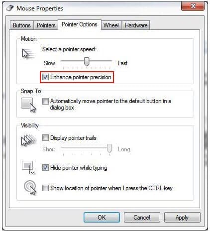 Turn Off Mouse Acceleration Setting