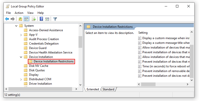 Turning off Windows default feature