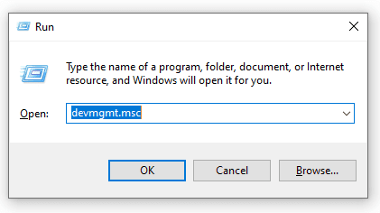 open device manager using Windows command