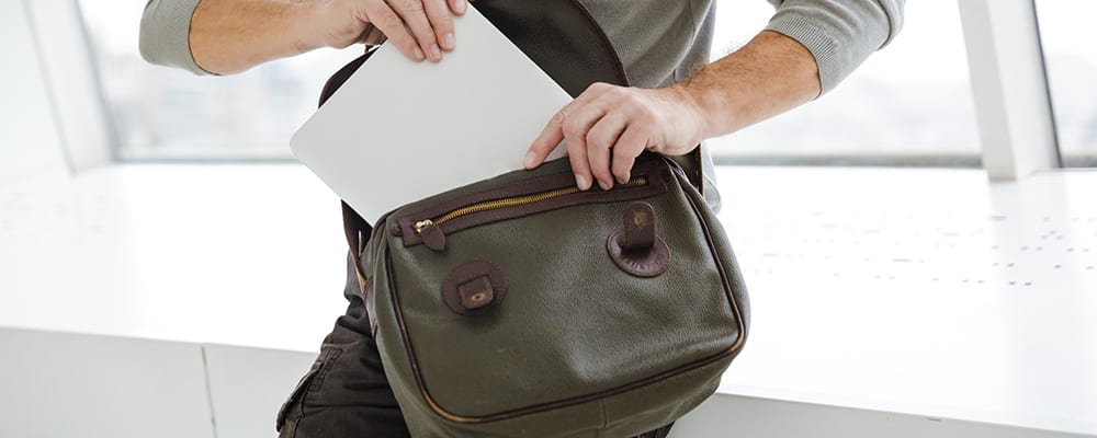 Laptop on a bag